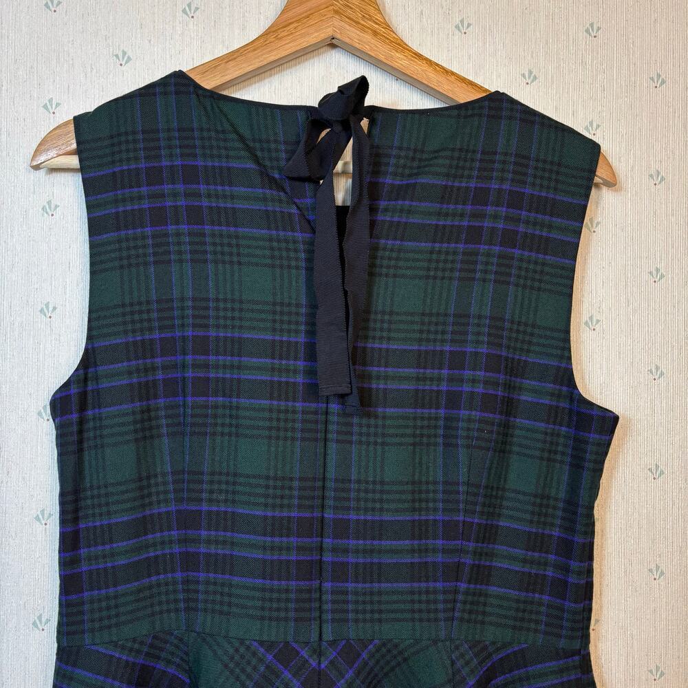 Talbots Sleeveless Fit and Flare Plaid Tartan Dress Size 8 Wool Blend Preppy - Picture 3 of 8